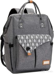 img 4 attached to Lekebaby Diaper Bag Backpack Grey with Arrow Print: 🎒 The Perfect Maternity Nappy Bag with Insulated Pockets for Mom