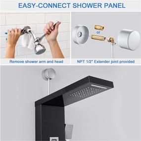 img 2 attached to ROVOGO Black Shower Panel With LED Rain Shower, 2 Body Jets And Handheld, Temperature Display - Easy Connect Shower Tower Column For Retrofitting