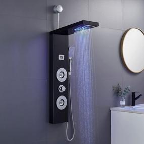 img 4 attached to ROVOGO Black Shower Panel With LED Rain Shower, 2 Body Jets And Handheld, Temperature Display - Easy Connect Shower Tower Column For Retrofitting