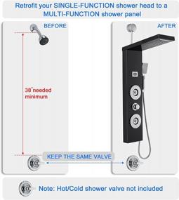 img 3 attached to ROVOGO Black Shower Panel With LED Rain Shower, 2 Body Jets And Handheld, Temperature Display - Easy Connect Shower Tower Column For Retrofitting
