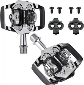 img 3 attached to Venzo Compatible With Shimano SPD Mountain Bike CNC Cr-Mo Die-Cast Aluminum Sealed Pedals With Cleats - Dual Platform Clipless Pedals For Mountain Bike Shoes - Easy Clip In & Out