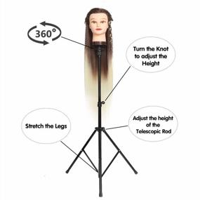 img 2 attached to MEIBR Mannequin Head Stand Adjustable Wig Stand Tripod For Hairdressing Training,Cosmetology Mannequin Training Professional Metal Support Tripod (Black)