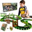 159 pcs dinosaur glow in the dark race train track toy for boys & girls ages 3-7 | dinomaniacs by jitterygit logo