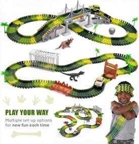 img 2 attached to 159 Pcs Dinosaur Glow In The Dark Race Train Track Toy For Boys & Girls Ages 3-7 | DinoManiacs By JitteryGit