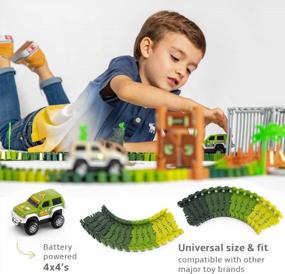 img 1 attached to 159 Pcs Dinosaur Glow In The Dark Race Train Track Toy For Boys & Girls Ages 3-7 | DinoManiacs By JitteryGit