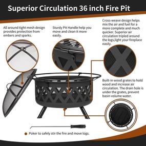img 3 attached to Wostore 30-Inch Portable Outdoor Fire Pit - Perfect For Camping, Backyards, And Patios - Includes Spark Screen, Poker, And Wood Burning Firebowl