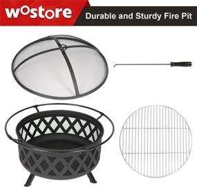 img 1 attached to Wostore 30-Inch Portable Outdoor Fire Pit - Perfect For Camping, Backyards, And Patios - Includes Spark Screen, Poker, And Wood Burning Firebowl