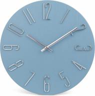 modern style wooden wall clock - 12 inch silent non-ticking battery operated blue wall clock by jomparis логотип