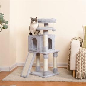 img 3 attached to 🐱 HOOBRO Cat Tree, 34.6-Inch Small Cat Tower with Soft Plush Perch, for Kittens, 3-Tier Cat Condo Furniture with Scratching Posts, Anti-Tipping Design, Sturdy Build, Indoor LG06SCT03