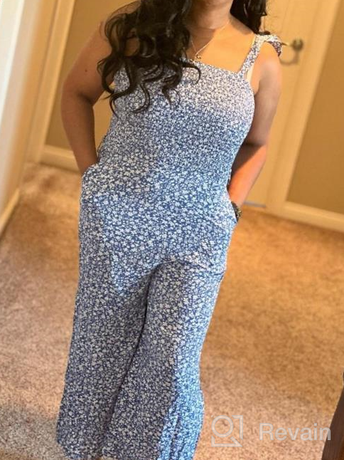 img 1 attached to Boho Floral Jumpsuit With Ruffle Sleeves, High Waist, Wide Leg Pants, And Convenient Pockets For Women'S Summer Fashion By MITILLY review by Meghan Davis