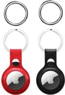 🔑 2-pack leather airtag case with anti-lost keychain - protective keyring holder covers for apple airtags tracker - finder wallet for dog keyring - apple airtag accessories logo