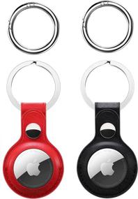 img 4 attached to 🔑 2-Pack Leather AirTag Case with Anti-Lost Keychain - Protective Keyring Holder Covers for Apple AirTags Tracker - Finder Wallet for Dog Keyring - Apple AirTag Accessories