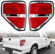 🚗 2009-2014 ford f-150 pickup truck tail light assembly pair lh & rh chrome trim red lens rear brake lamp логотип