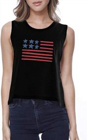 img 1 attached to Women'S 4Th Of July American Flag Graphic Tee Tank Crop Top By Funky Junque