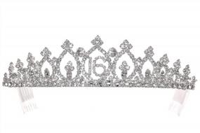 img 3 attached to Sparkling Crystal Tiara Crown For Sweet 16 - T1159 Birthday Party Crown