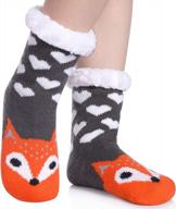 fnovco kids slipper socks: cozy fleece lined winter indoor christmas socks for boys & girls logo