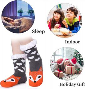 img 2 attached to FNOVCO Kids Slipper Socks: Cozy Fleece Lined Winter Indoor Christmas Socks For Boys & Girls