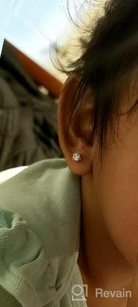 img 1 attached to 💍 Sparkling 925 Sterling Silver Rhodium Plated Screwback Stud Earrings with 4mm Cubic Zirconia for Baby Girls review by Kimberly Polcher