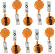 10-pack translucent orange retractable reel badge id holders with clip-on card holder by foretra logo