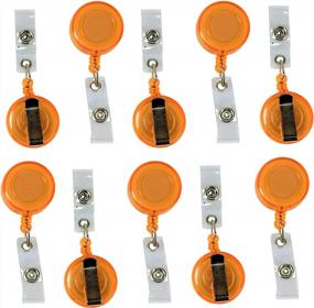 img 4 attached to 10-Pack Translucent Orange Retractable Reel Badge ID Holders With Clip-On Card Holder By Foretra