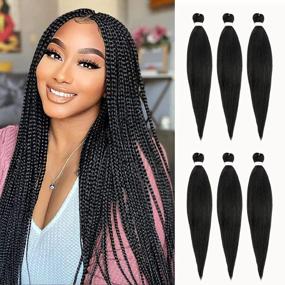 img 4 attached to Pre-Stretched Braiding Hair 30 Inch 6 Packs Long Hair For Braids Professional Yaki Texture Ombre Braiding Hair Extensions Hot Water Setting Soft Synthetic Crochet Hair