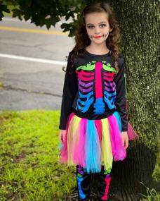 img 1 attached to Rainbow Tutu Skeleton Costume For 11-12 Year Olds: Cute Breathable One Piece Outfit With Colorful Skeleton Print And Stretch Bodysuit - Perfect For Halloween Cosplay