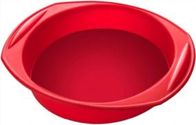 img 4 attached to Large 9-Inch Round Silicone Cake Pan With Quick Release Coating, Non-Stick European LFGB Baking Mold, BPA-Free Brownie Pan In Vibrant Red Color