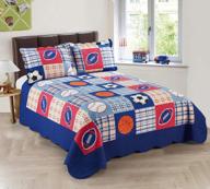 🏈 dark blue twin/twin extra long boys sport bedspread set - football, basketball, baseball - mk collection logo