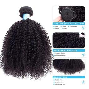 img 1 attached to BLY Mongolian Afro Kinky Curly Human Hair 3 Bundles (14 16 18Inches) Unprocessed Hair Weave Weft Big Hair For Black Women Natural Color
