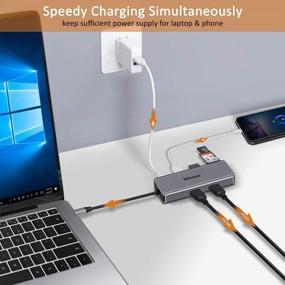 img 1 attached to 🔌 Dual Monitor USB C Laptop Docking Station - 9-in-1 USB C Dock with Dual HDMI for Dell, HP, and USB-C Devices (Thunderbolt 3) - Includes 2 HDMI, VGA, PD 3.0, USB 2.0, USB 3.0, Micro SD/SDXC, and 3.5mm Audio