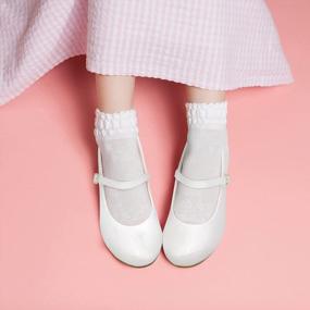 img 3 attached to Девичьи туфли модели Мэри Джейн - принцесса балетные плоские туфли на низком каблуке для школы, вечеринки и свадьбы | Школьная обувь для маленьких/больших детей, возвращение в школу.