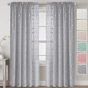 img 3 attached to Linen Blended Curtains Semi Sheer Window Curtain Drapes For Bedroom Living Room Textured Linen Rod Pocket Casual Curtains 2 Panels, Privacy And Light Reducing, 52" W X 95" L, Pompom - Grey