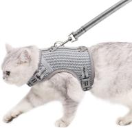 🐱 pangdi large cat harness and leash - anxiety vest for fat cats, easy walk kitten escape proof harness, travel kitty jacket, outdoor walking leash for cats - grey (size: medium) логотип