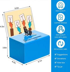 img 3 attached to Secure And Versatile: KYODOLED Acrylic Donation Box With Lock For Voting, Raffles, Suggestion, And Tips With Sign Holder, 2 Pack, Blue