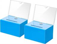 безопасный и универсальный: акриловый ящик для пожертвований kyodoled с замком для голосования, розыгрышей, предложений и советов с держателем для знаков, 2 упаковки, синий логотип