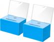 secure and versatile: kyodoled acrylic donation box with lock for voting, raffles, suggestion, and tips with sign holder, 2 pack, blue logo