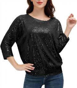 img 1 attached to Get Ready To Sparkle: JASAMBAC Women'S Glitter Cold Shoulder Party Tops