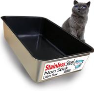 🐾 iprimio xl stainless steel cat litter box - non-stick plated, odor-free and easy to clean for big cats logo