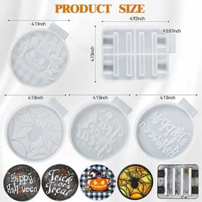 img 3 attached to Spooky Fun: 4 Halloween Pattern Coaster Molds + Stand For Resin Casting & Home Decor