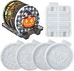 spooky fun: 4 halloween pattern coaster molds + stand for resin casting & home decor logo