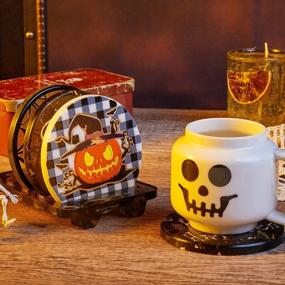 img 1 attached to Spooky Fun: 4 Halloween Pattern Coaster Molds + Stand For Resin Casting & Home Decor