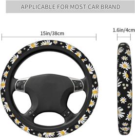 img 3 attached to 🌼 Daisy Flower Steering Wheel Cover: Vibrant Design, Universal Fit, and Non-Slip Neoprene Wrap for Adult Car Enthusiasts