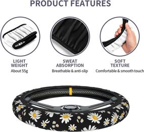 img 1 attached to 🌼 Daisy Flower Steering Wheel Cover: Vibrant Design, Universal Fit, and Non-Slip Neoprene Wrap for Adult Car Enthusiasts