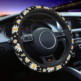 img 4 attached to 🌼 Daisy Flower Steering Wheel Cover: Vibrant Design, Universal Fit, and Non-Slip Neoprene Wrap for Adult Car Enthusiasts