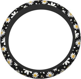 img 2 attached to 🌼 Daisy Flower Steering Wheel Cover: Vibrant Design, Universal Fit, and Non-Slip Neoprene Wrap for Adult Car Enthusiasts