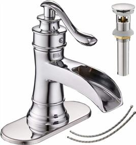 img 4 attached to Bathroom Faucet Chrome Bathroom Sink Faucets & Parts With Pop Up Drain Stopper With Overflow Waterfall Single Handle Single Hole Vanity Commercial Trough Supply Lines Hose Lead-Free By Bathfinesse