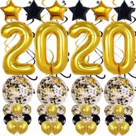 принадлежности для выпускных вечеров 2020 года в черном и золотом цветах с 40-дюймовыми золотыми воздушными шарами, завитками, латексными и звездными воздушными шарами - идеальные украшения для выпускных - sg037 логотип