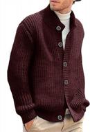stay cozy and fashionable: makkrom mens cable knit cardigan sweater with chunky stand collar and button closure logo