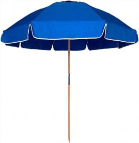 img 4 attached to AMMSUN 7.5Ft Heavy Duty HIGH Wind Beach Umbrella Commercial Grade Patio Beach Umbrella Frames With Air Vent Ash Wood Pole & Carry Bag UV 50+ Protection Blue