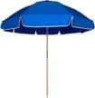 ammsun 7.5ft heavy duty high wind beach umbrella commercial grade patio beach umbrella frames with air vent ash wood pole & carry bag uv 50+ protection blue logo